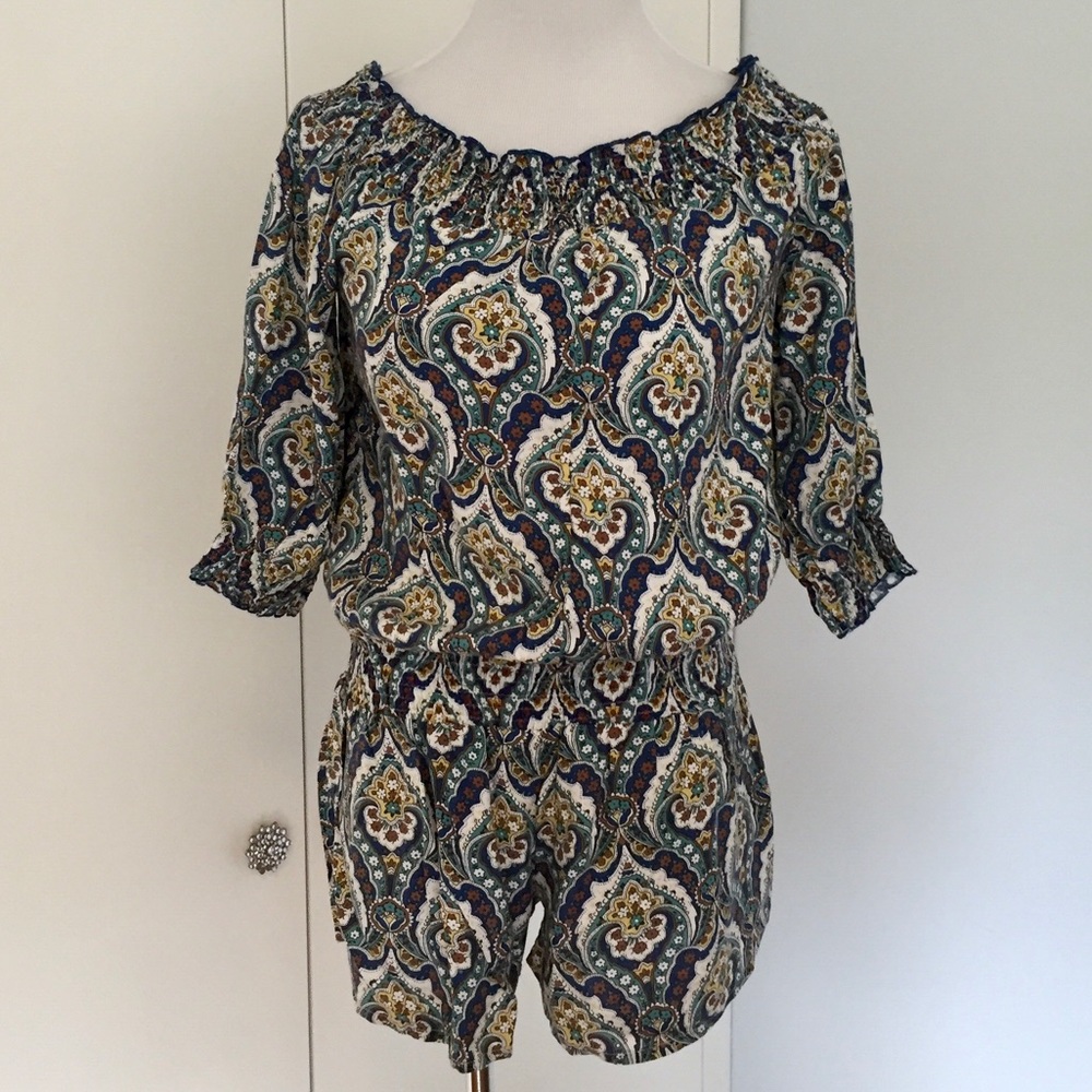 Fire LA Blue Boho Cold Shoulder Romper